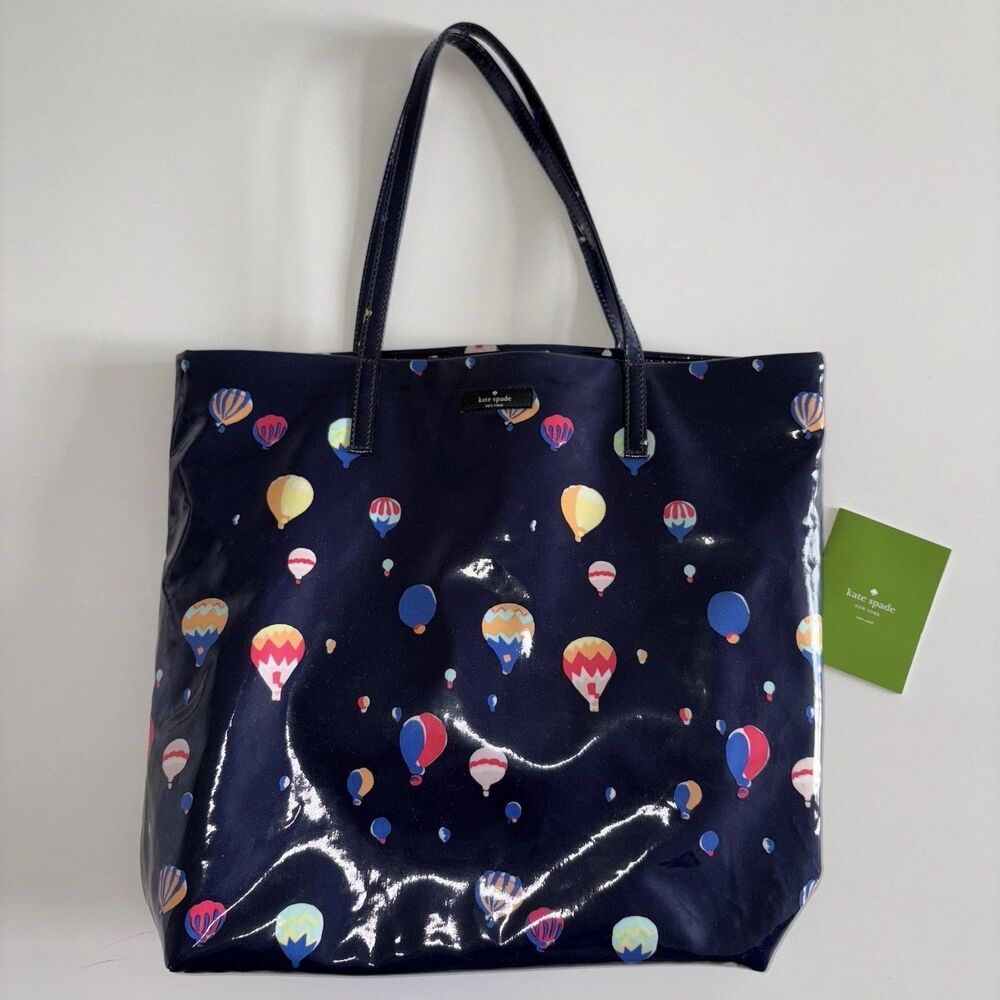 Kate Spade New York Daycation Bon Shopper Tote Bag Navy Blue Hot Air Balloon